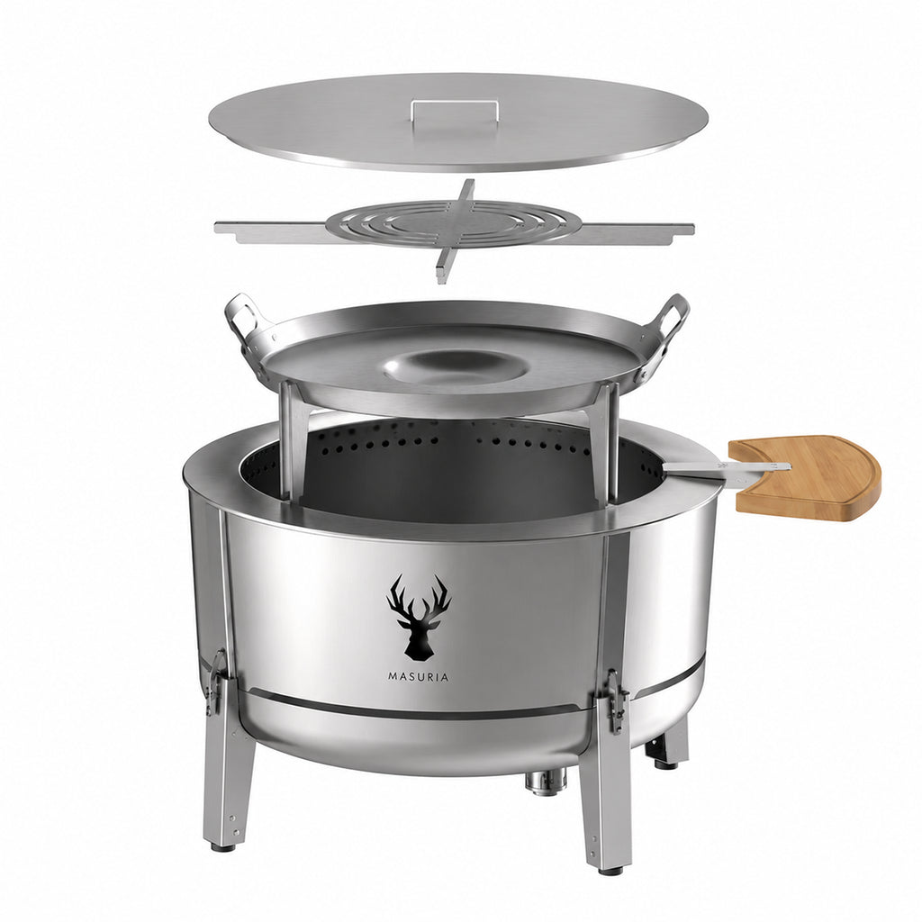 Masuria Wild Alpha 800 Smokeless Fire Pit – Silver - Hog the Oven