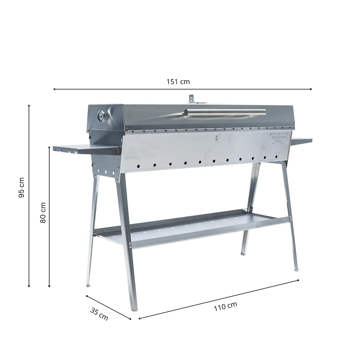 GrillSymbol Charcoal Grill Chef XL Silver - Hog the Oven