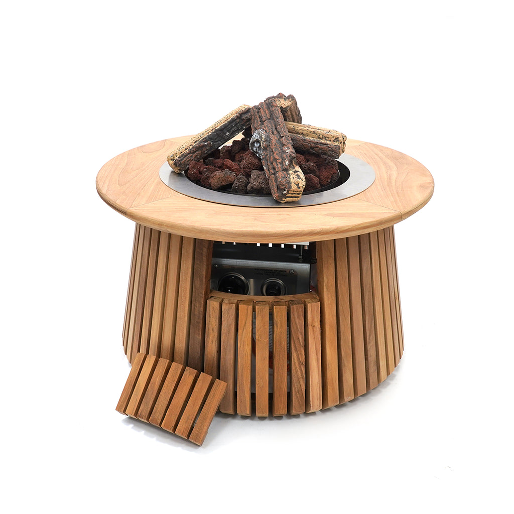 Happy Cocooning Lagune Teak 60 Gas Fire Table - Hog the Oven