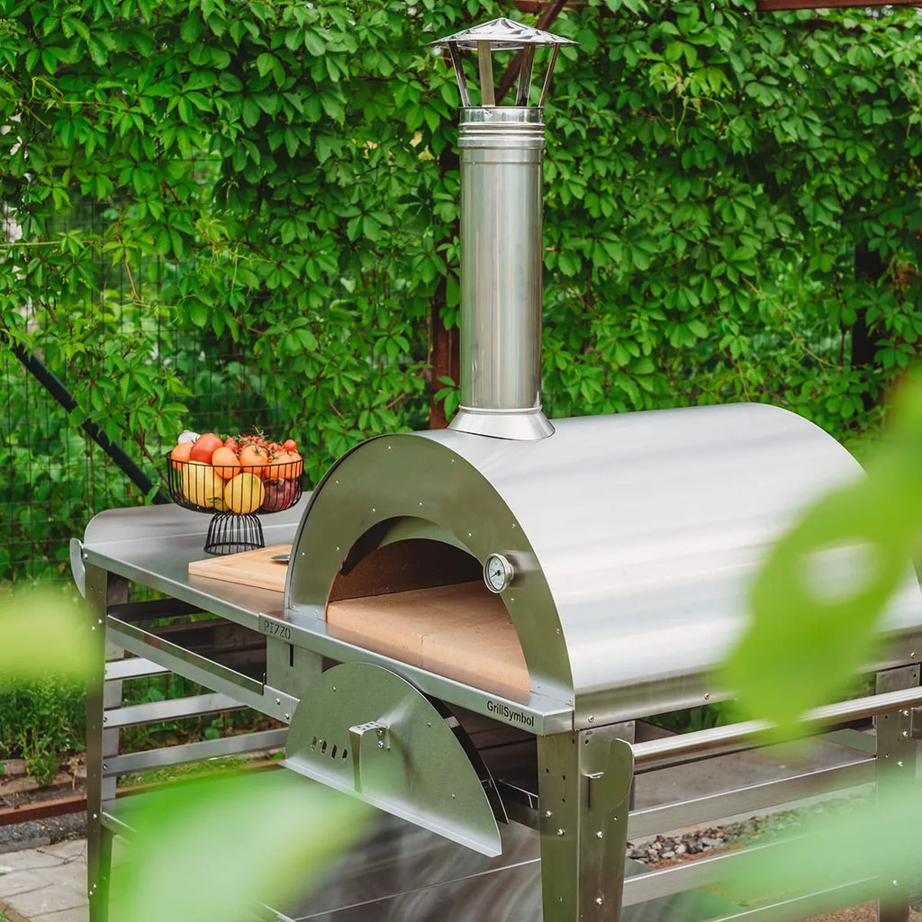 GrillSymbol Wood Fired Pizza Oven with Stand and Side Table Pizzo-XL-Set-inox - Hog the Oven