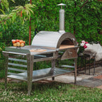 GrillSymbol Wood Fired Pizza Oven with Stand and Side Table Pizzo-XL-Set-inox - Hog the Oven