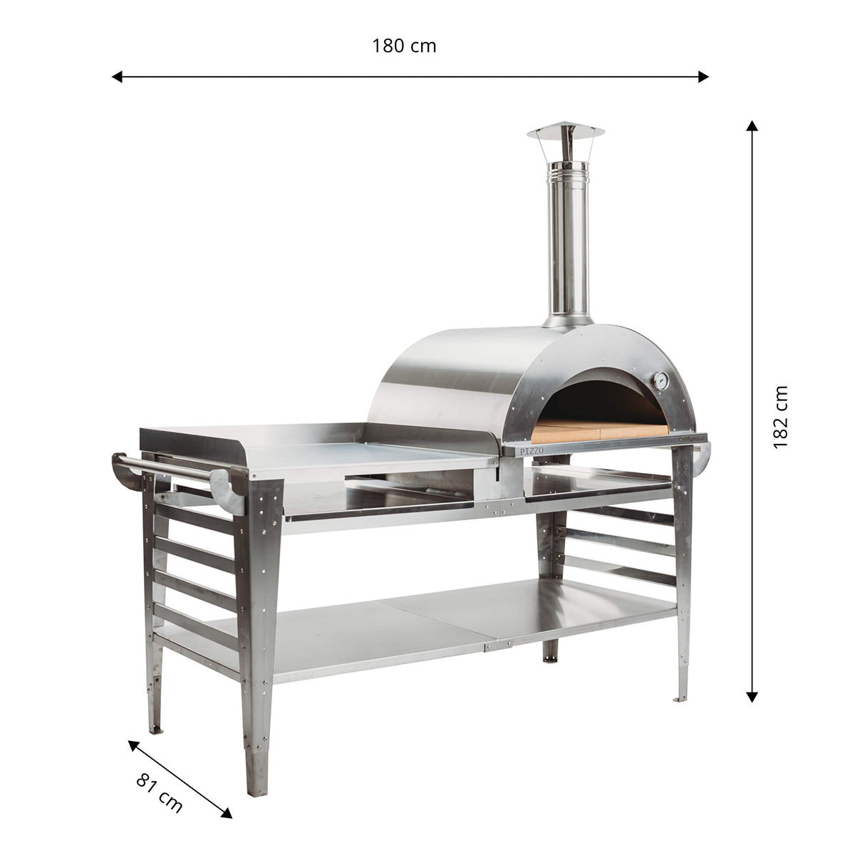 GrillSymbol Wood Fired Pizza Oven with Stand and Side Table Pizzo-XL-Set-inox - Hog the Oven