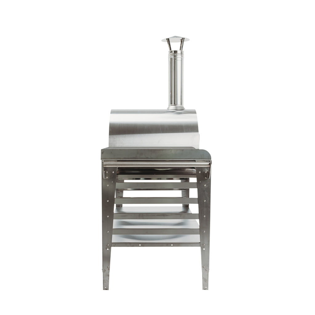 GrillSymbol Wood Fired Pizza Oven with Stand and Side Table Pizzo-XL-Set-inox - Hog the Oven