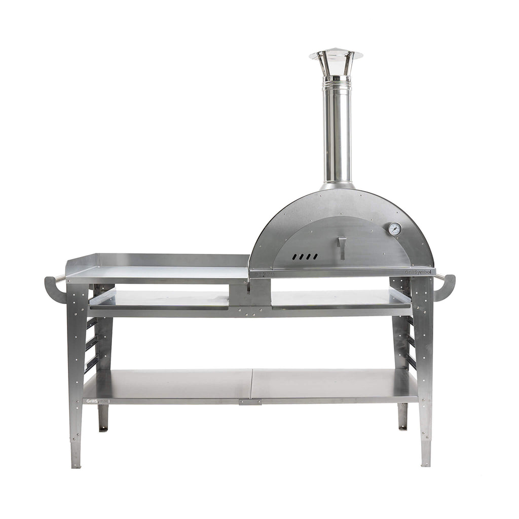GrillSymbol Wood Fired Pizza Oven with Stand and Side Table Pizzo-XL-Set-inox - Hog the Oven